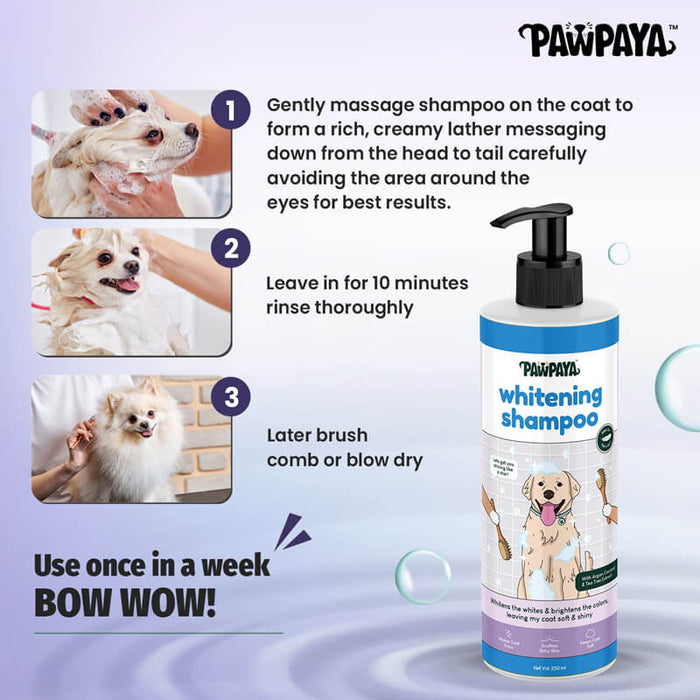 Pawpaya Whitening Coat Shampoo for Dog - 250 ml
