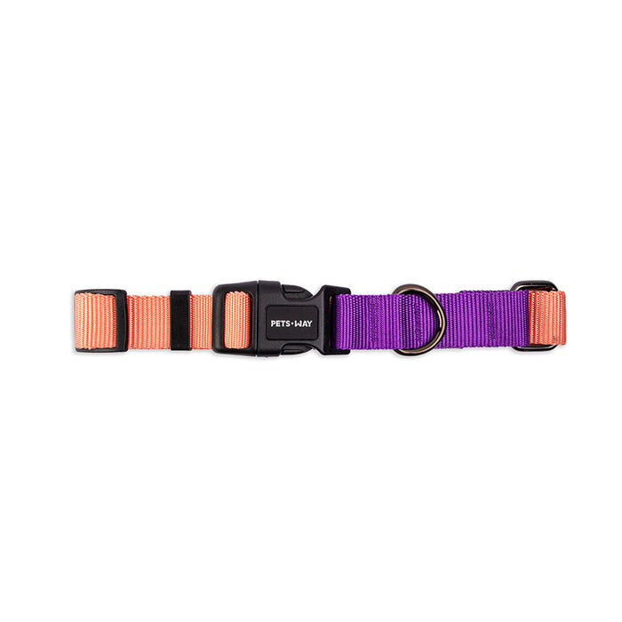 Pets Way Walk Essentials Dual Color Dog Collar - Peach & Amethyst