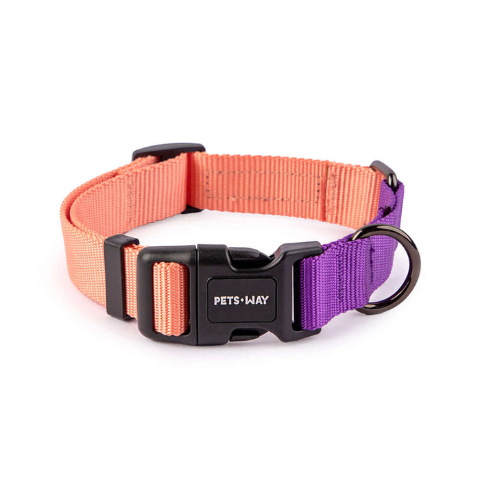 Pets Way Walk Essentials Dual Color Dog Collar - Peach & Amethyst