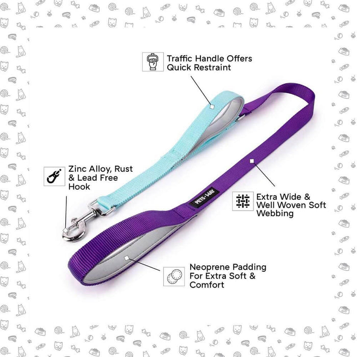 Pets Way Walk Essentials Dual Handle Leash - Amethyst & Sky