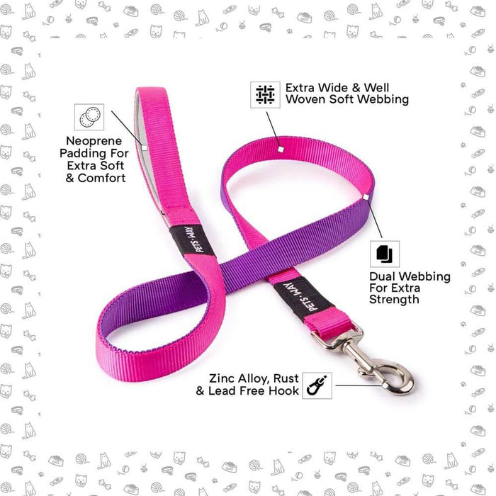 Pets Way Walk Essentials Dual Color Leash - Fuschia & Amethyst