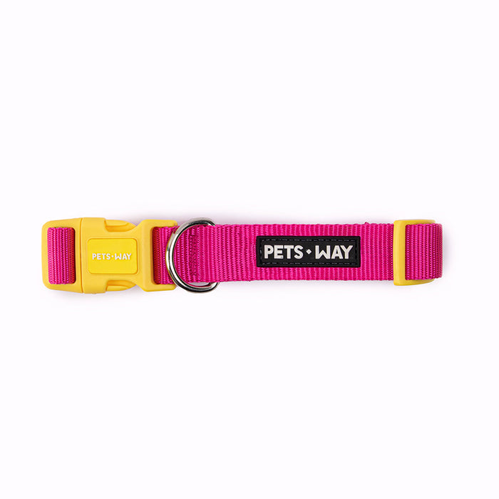 Pets Way Walk Essentials Solid Dog Collar - Fuschia