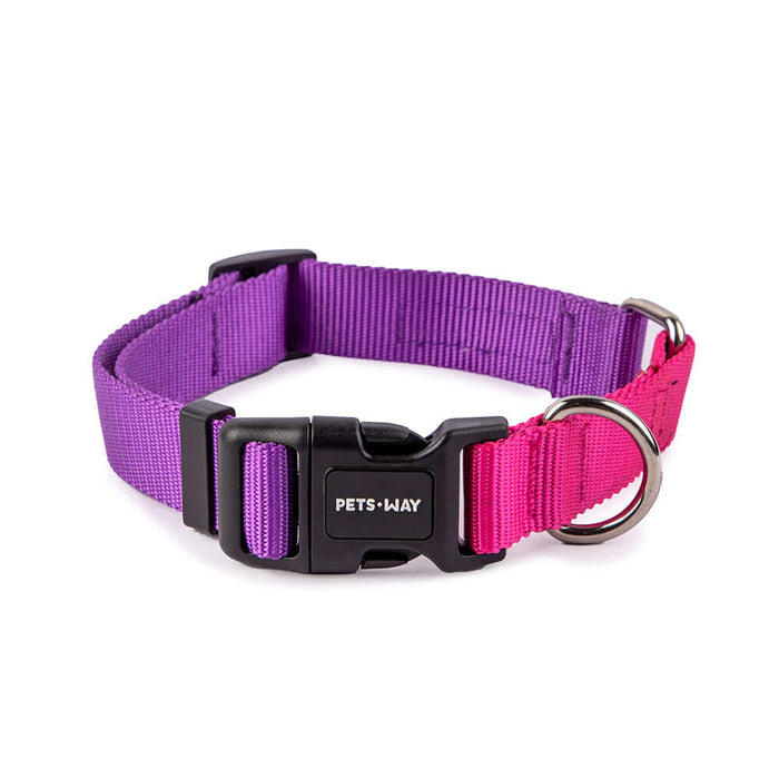 Pets Way Walk Essentials Dual Color Dog Collar - Amethyst & Fuschia