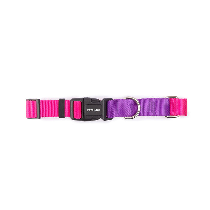 Pets Way Walk Essentials Dual Color Dog Collar - Fuschia & Amethyst