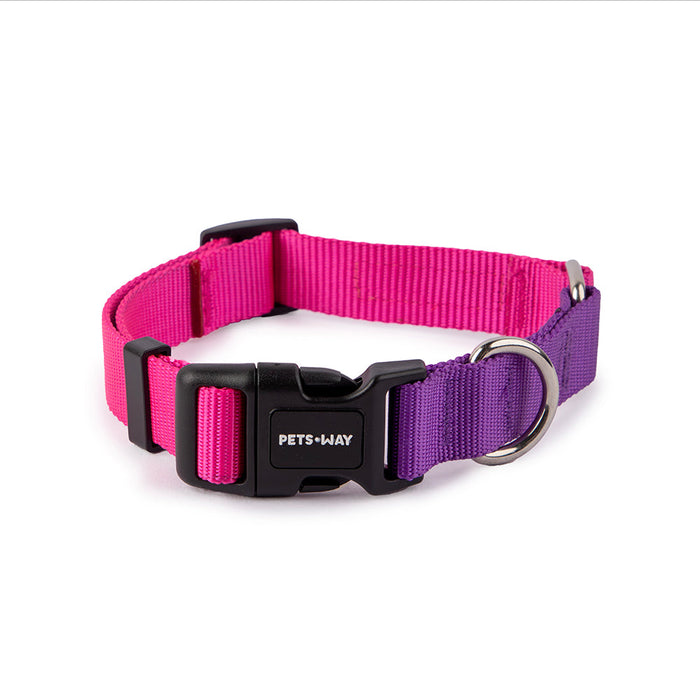 Pets Way Walk Essentials Dual Color Dog Collar - Fuschia & Amethyst