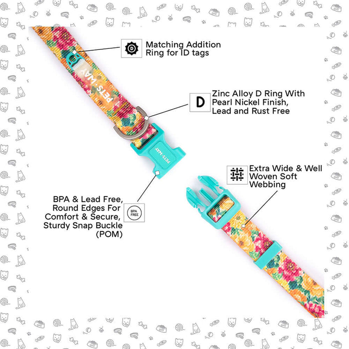 Pets Way Walk Essentials Printed Dog Collar - Spring