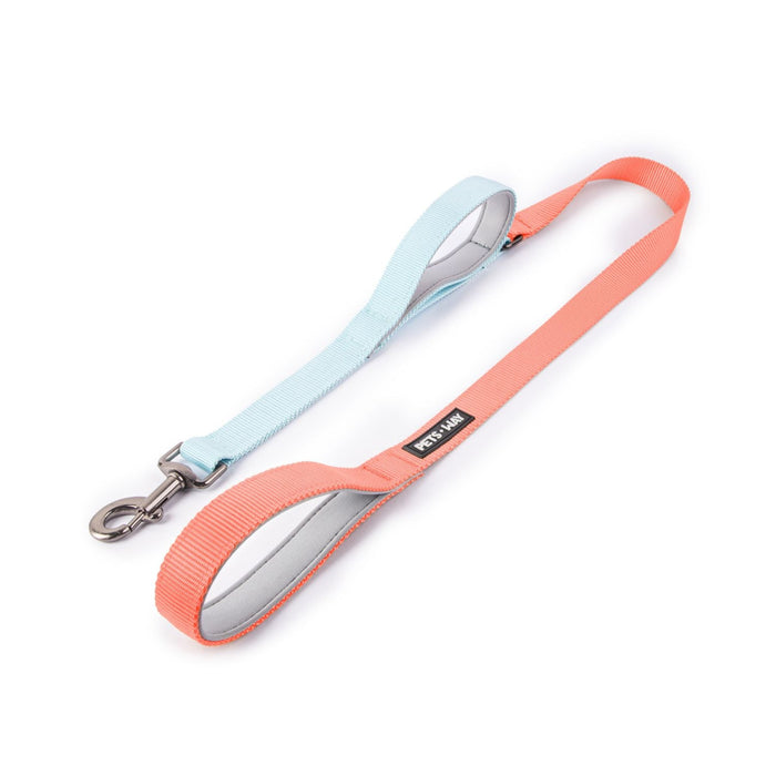 Pets Way Walk Essentials Dual Handle Leash - Peach & Sky