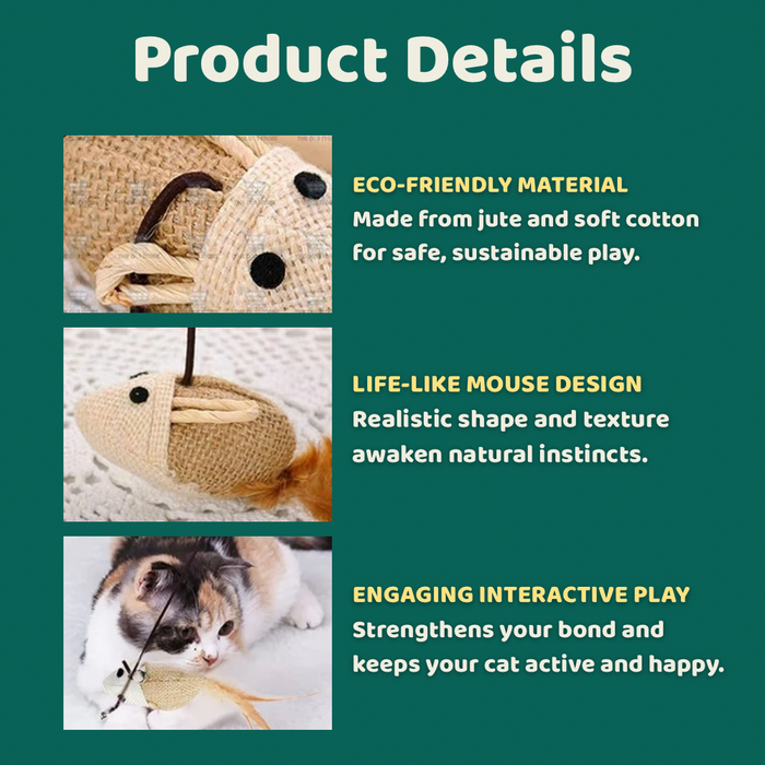 BearHugs Cat Teaser Wand Toy with Mouse