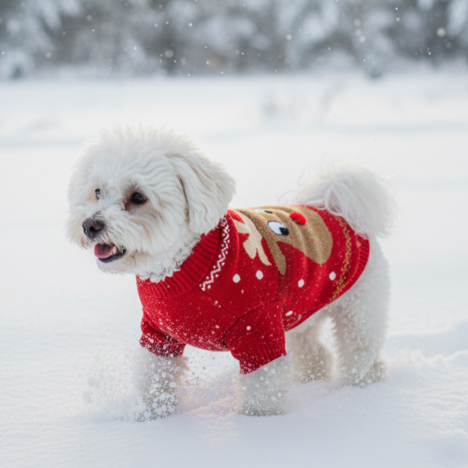 BearHugs Reindeer Print Pet Sweater for Dogs