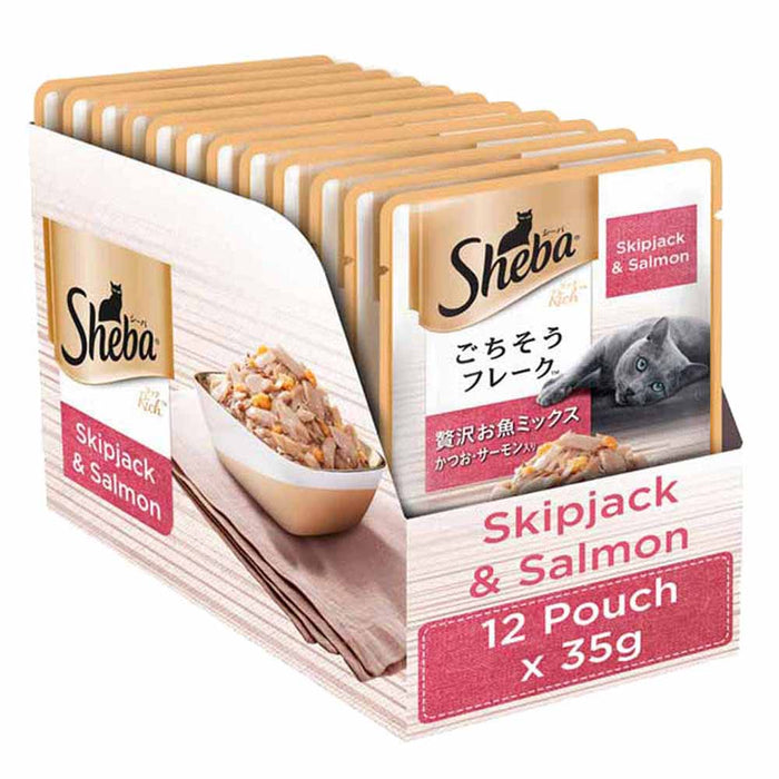 Sheba Premium Fish Mix Skipjack & Salmon Cat Wet Food - 35Gm