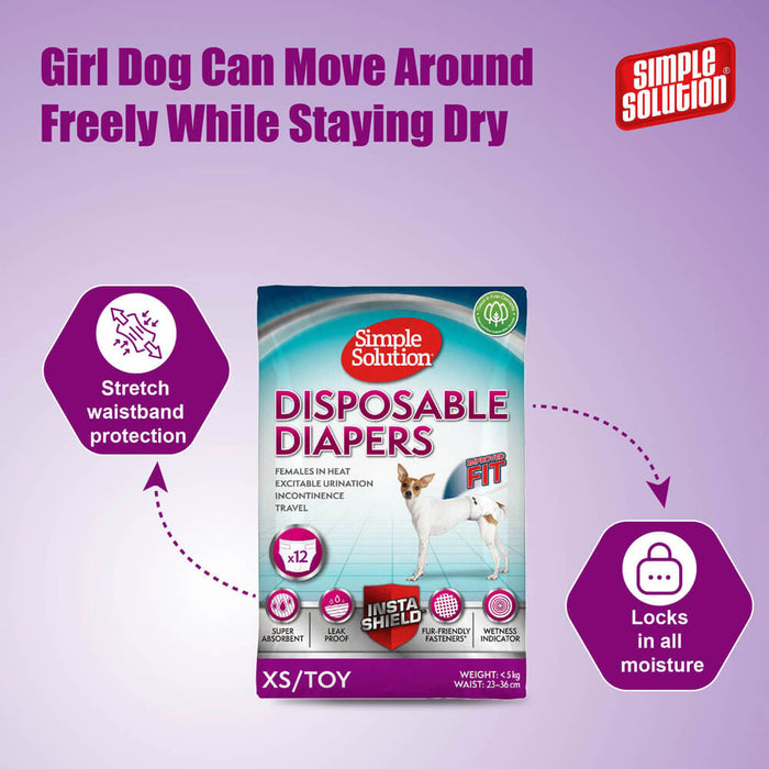 Simple Solution Disposable Diapers for Dogs - Pack of 12 Pads