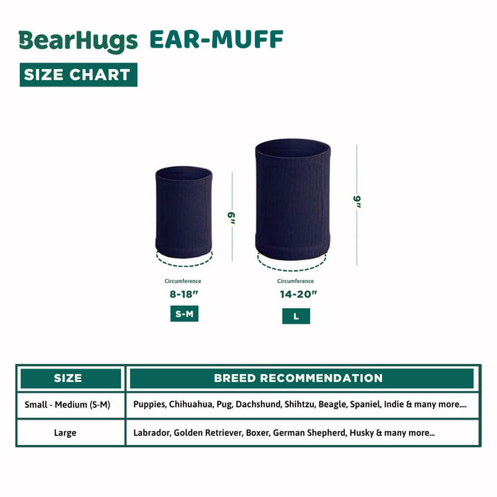 BearHugs Anti-anxiety Black Ear Muffs for Dog