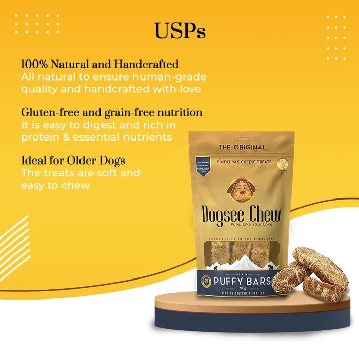 Dogsee Puffy Bars Soft Dental Treats For Senior Dogs - 70gm