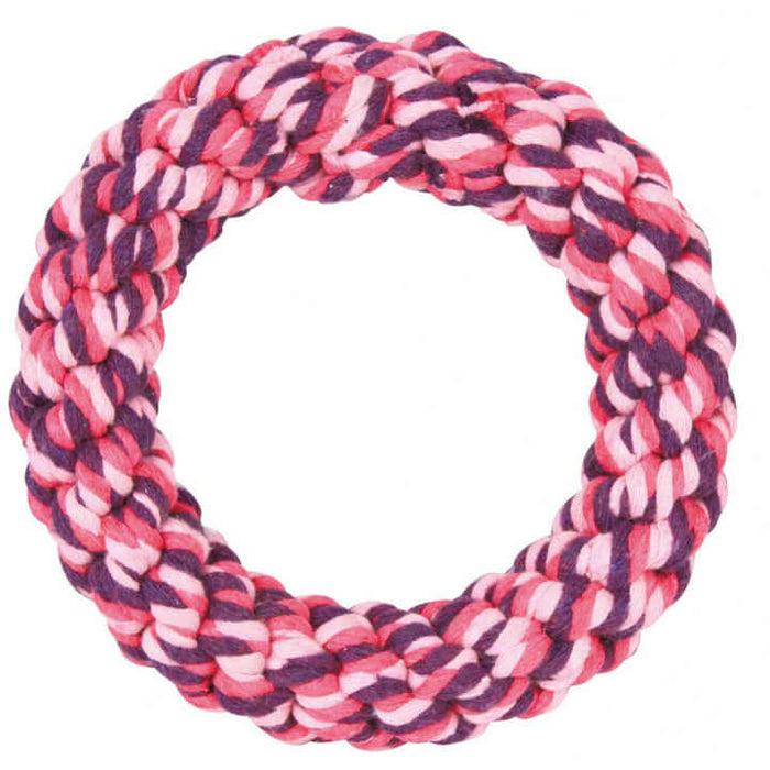 Trixie 14 cm Rope Ring Cotton/Polyester Dog Toy - Assorted Colours