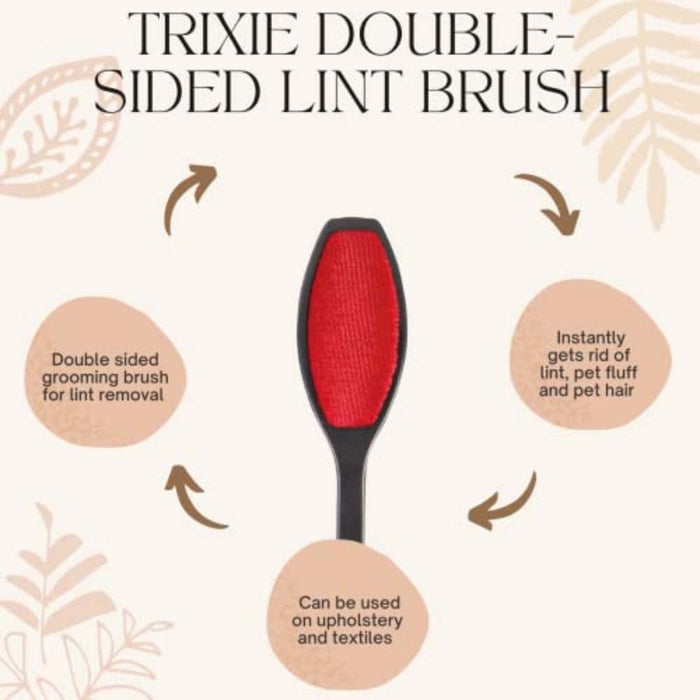 Trixie Lint Black/Red Double-sided Brush For Dogs&cats - 26 CM