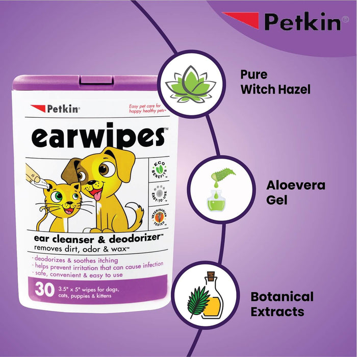 Petkin Ear Care Wipes, 30 Pcs