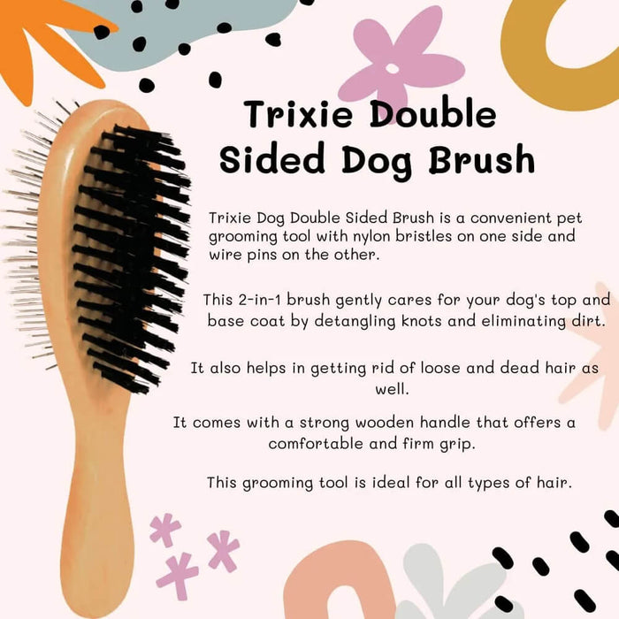 Trixie Pin + Bristles Double Sided Dog Brush - 21 x 6 cm