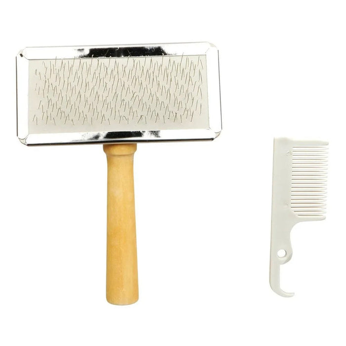 Trixie Dog/Cat Slicker Brush with Brush Cleaner - 13 x 9 cm - (Assorted)