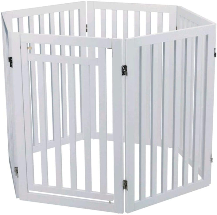 Trixie 60 - 160 - 81 Cm 4-Parts - Barrier With Door For Dogs - White