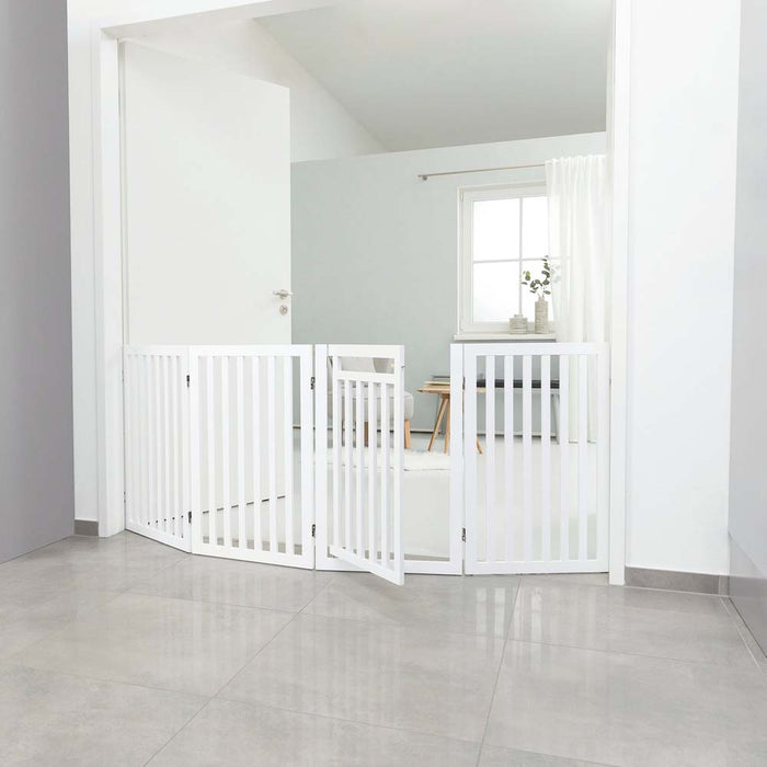 Trixie 60 - 160 - 81 Cm 4-Parts - Barrier With Door For Dogs - White
