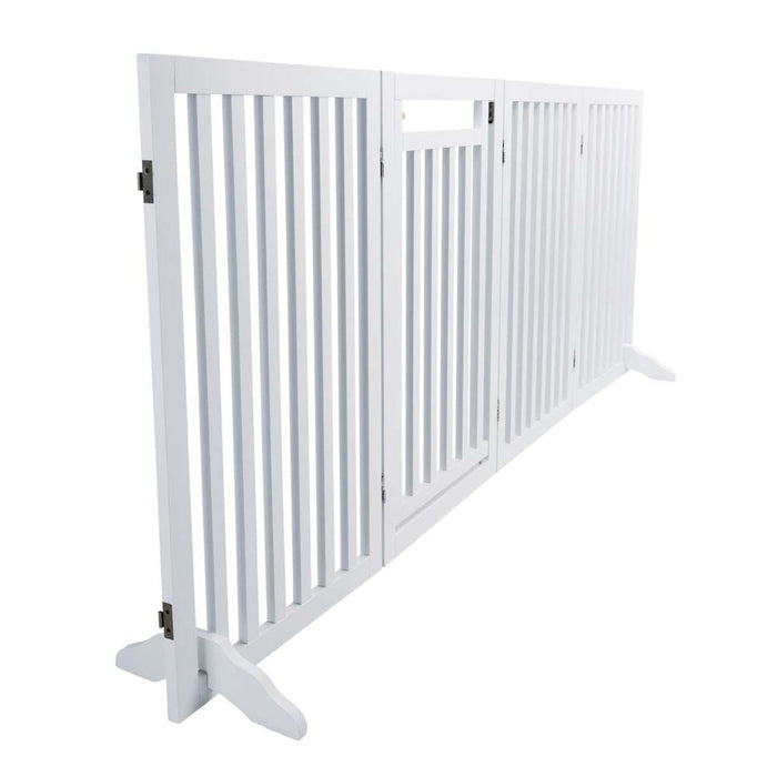 Trixie 60 - 160 - 81 Cm 4-Parts - Barrier With Door For Dogs - White