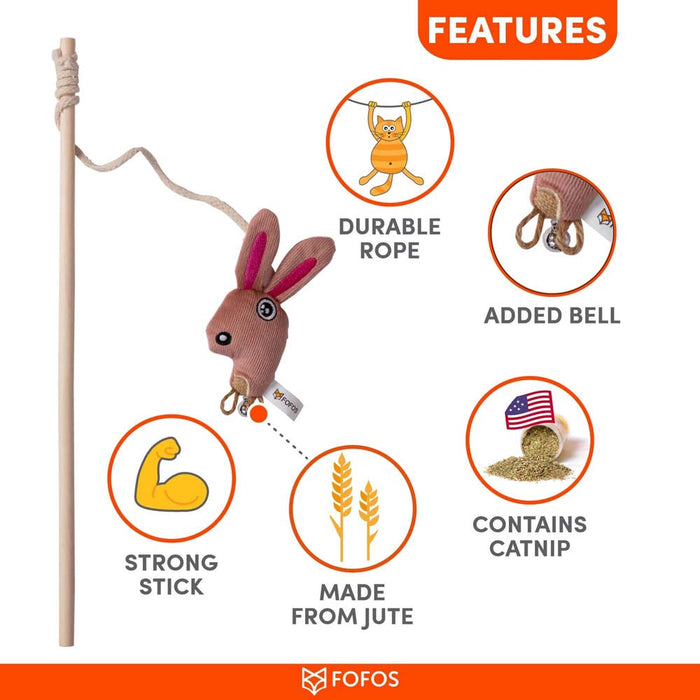 Barkbutler Fofos Cat Wand Toy for Cat  - Bunny