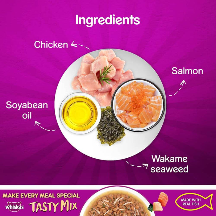Whiskas Chicken Salmon Wakame Seaweed in Gravy Cat Adult Wet Food - 70gm