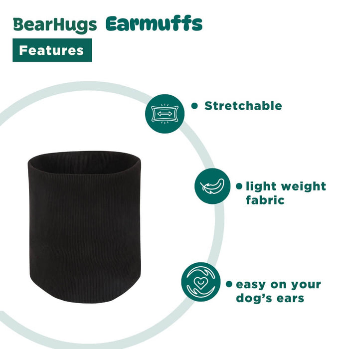 BearHugs Anti-anxiety Black Ear Muffs for Dog