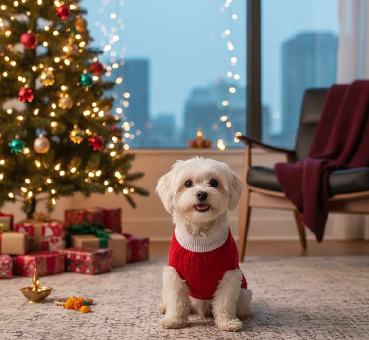 BearHugs Cable Knit Dog Sweater - Red