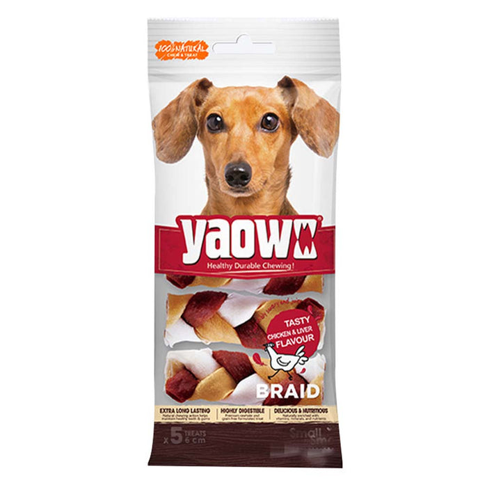 Yaowo 2.5 Small Braid Chiken & Liver Dog Treat - 220 gm