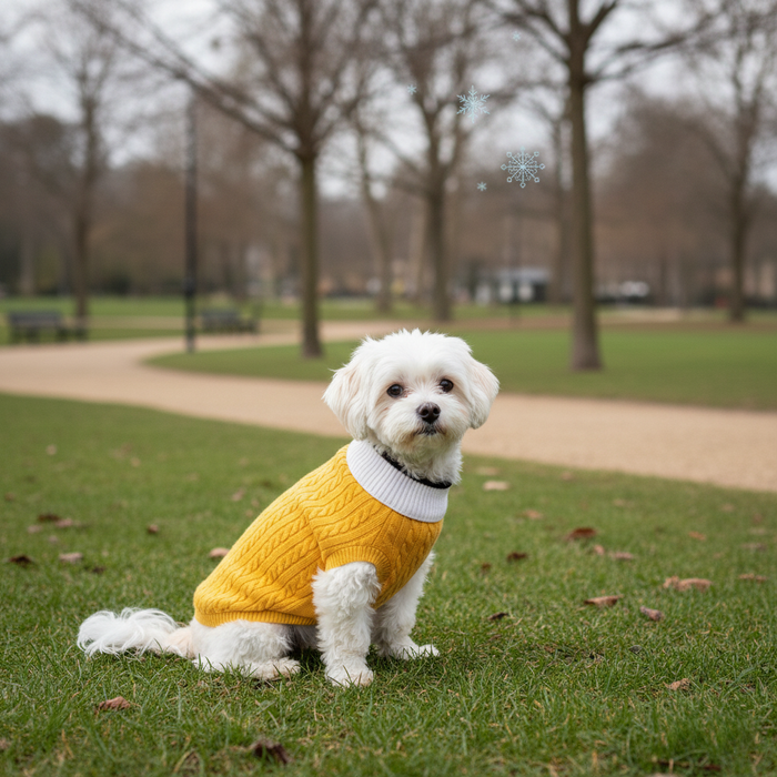 BearHugs Cable Knit Dog Sweater - Yellow