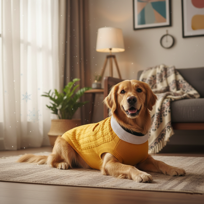 BearHugs Cable Knit Dog Sweater - Yellow