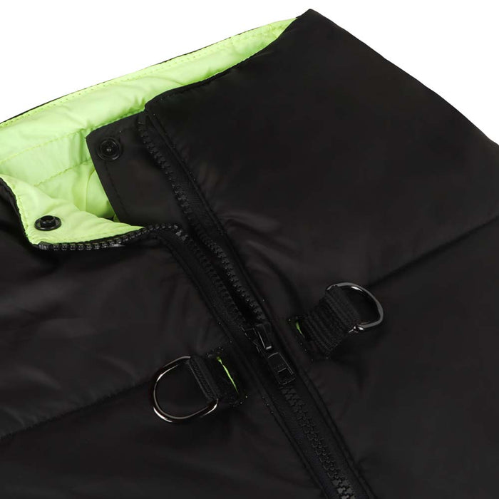 Zoomiez Ultimate Dog Jacket With Built in Harness - Black/Neon