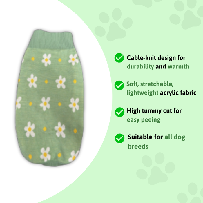 BearHugs Daisy Floral Print Pet Sweater for Dogs