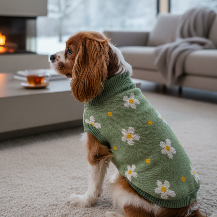 BearHugs Daisy Floral Print Pet Sweater for Dogs