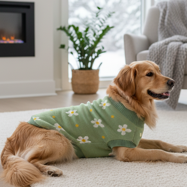 BearHugs Daisy Floral Print Pet Sweater for Dogs