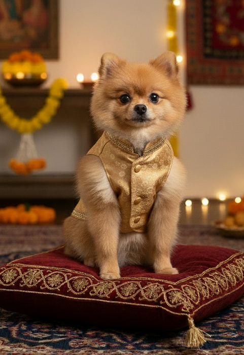 Bearhugs Designer Golden Sherwani For Dog