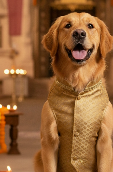 Bearhugs Designer Golden Sherwani For Dog