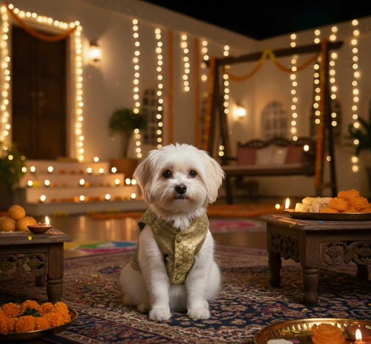 Bearhugs Designer Golden Sherwani For Dog