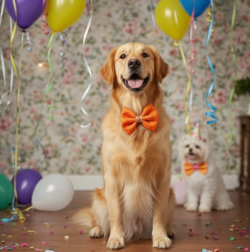 BearHugs Adjustable Festive Orange Bow Tie for Pets