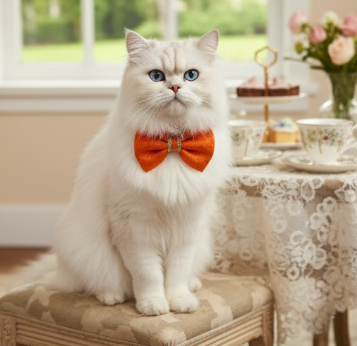 BearHugs Adjustable Festive Orange Bow Tie for Pets