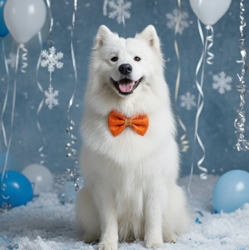 BearHugs Adjustable Festive Orange Bow Tie for Pets