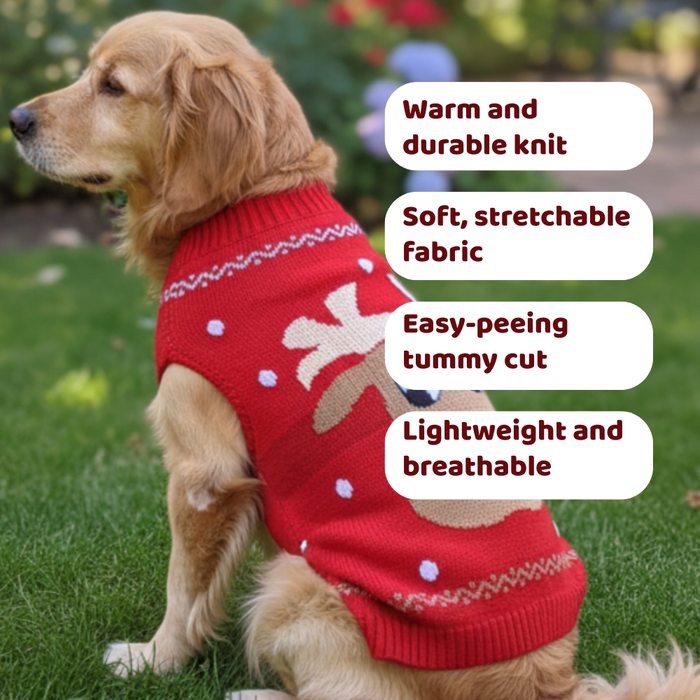 BearHugs Reindeer Print Pet Sweater for Dogs