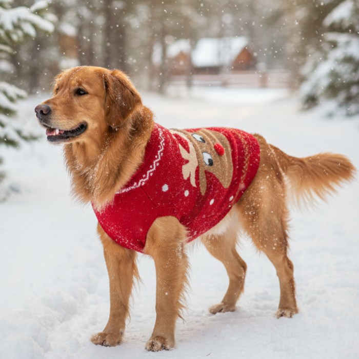 BearHugs Reindeer Print Pet Sweater for Dogs