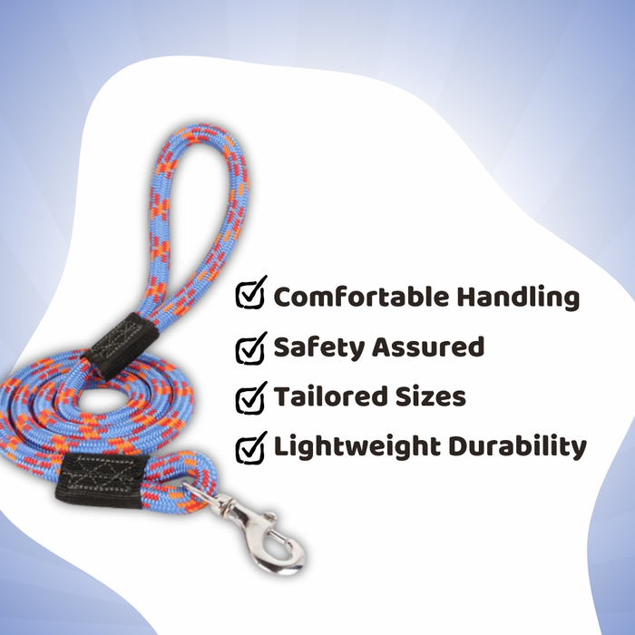 BearHugs Essential Reflective Rope Dog Leash - Royal Blue