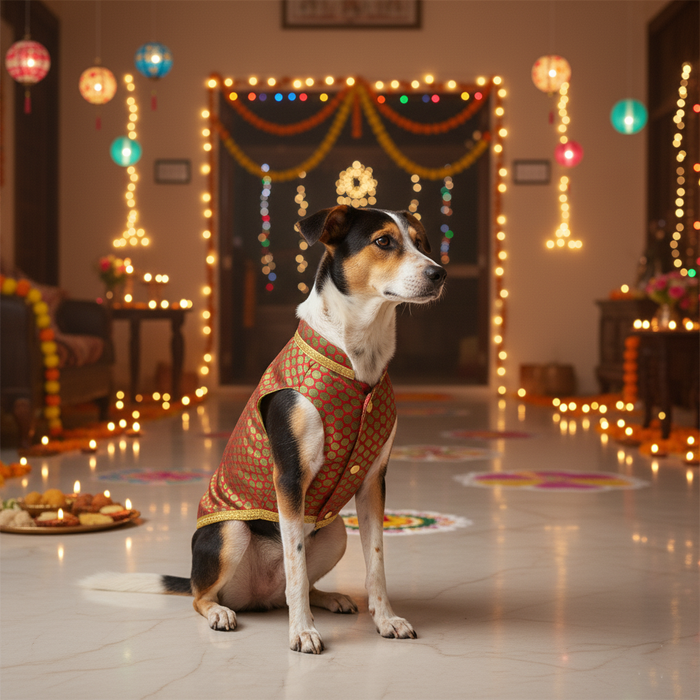 Bearhugs Designer Maroon Sherwani For Dog