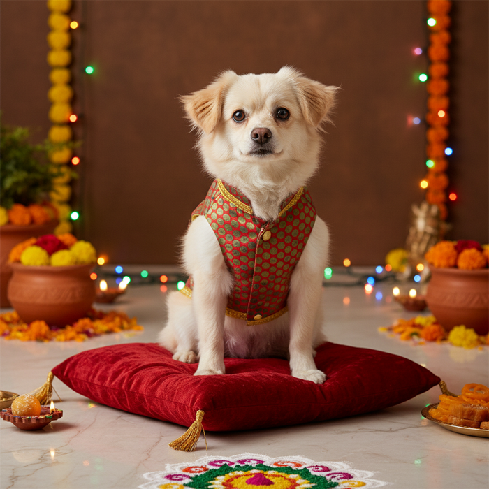 Bearhugs Designer Maroon Sherwani For Dog