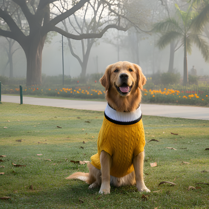 BearHugs Cable Knit Dog Sweater - Yellow