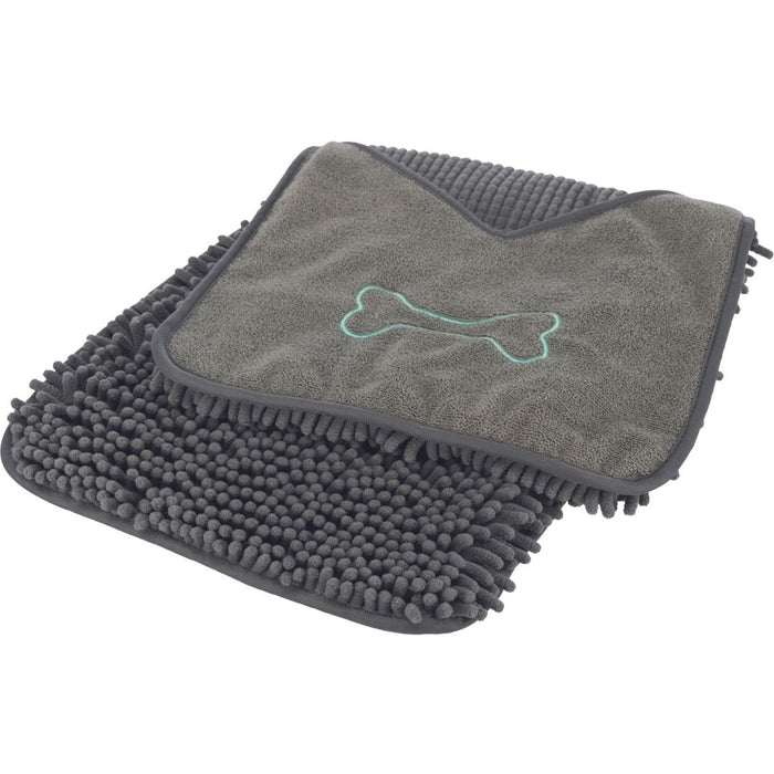 Trixie 78 x 32 cm Towel With Mitt Pockets Microfiber - Grey
