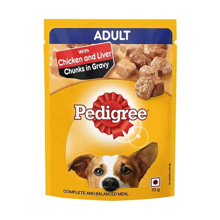 Pedigree Adult Wet Dog Food Chicken & Liver Chunks in Gravy 15 Units / Pouches of 70G